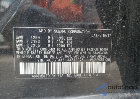 2018 Subaru Impreza from USA, damaged, VIN 4S3GTAA61J3713925